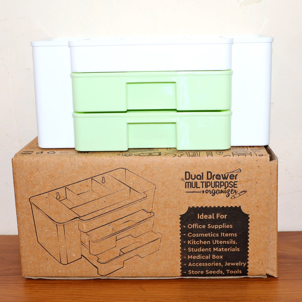 Rear view of the desktop organizer showing built-in keyholes for optional wall mounting.