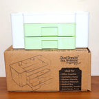Rear view of the desktop organizer showing built-in keyholes for optional wall mounting.