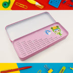 Back view of the cartoon-themed pencil box, part of the fun kids stationery kit.