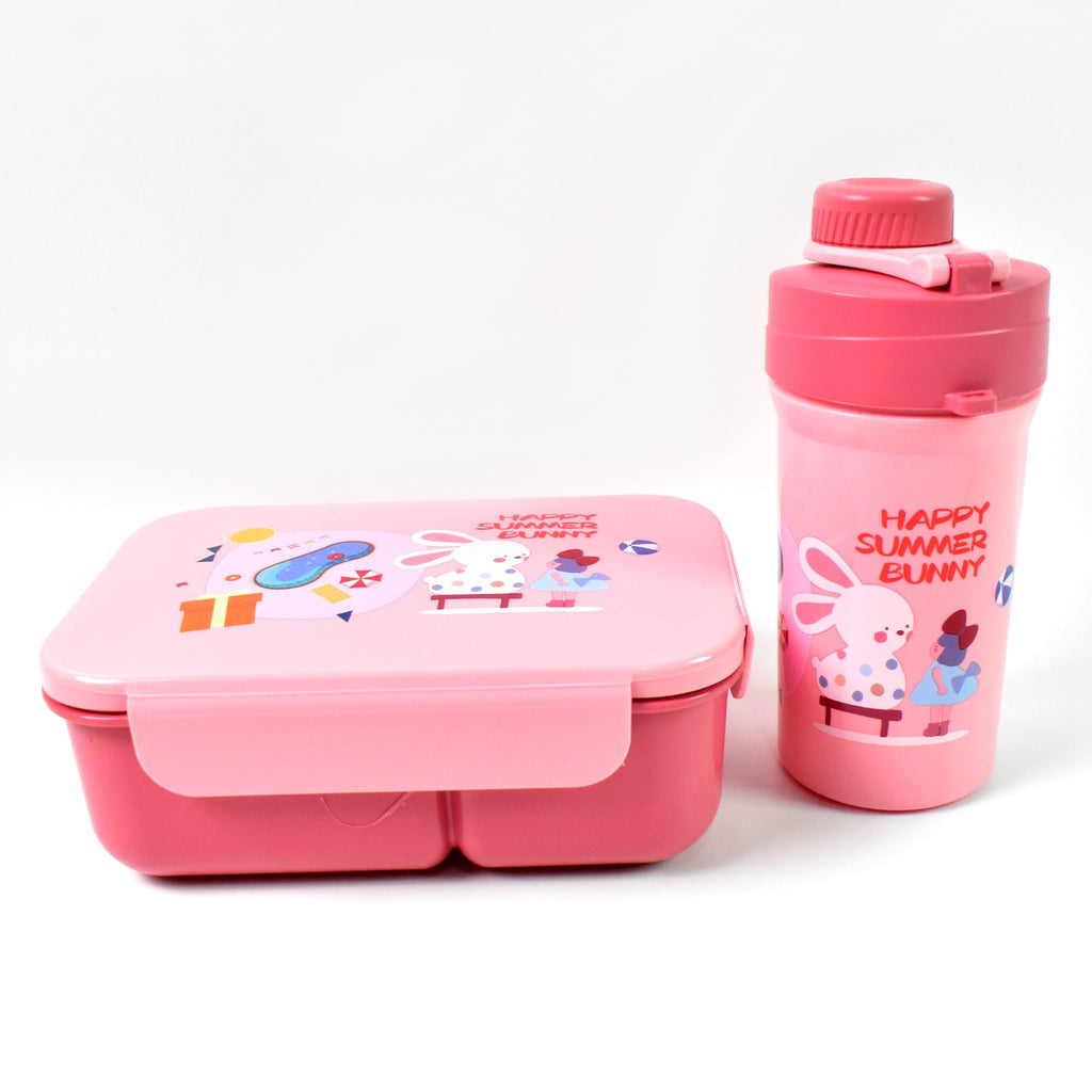 The leak-proof lunch box open, revealing its two compartments filled with different types of Indian snacks.