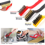 The mini wire brush set features hanging holes for convenient storage after tough cleaning jobs.