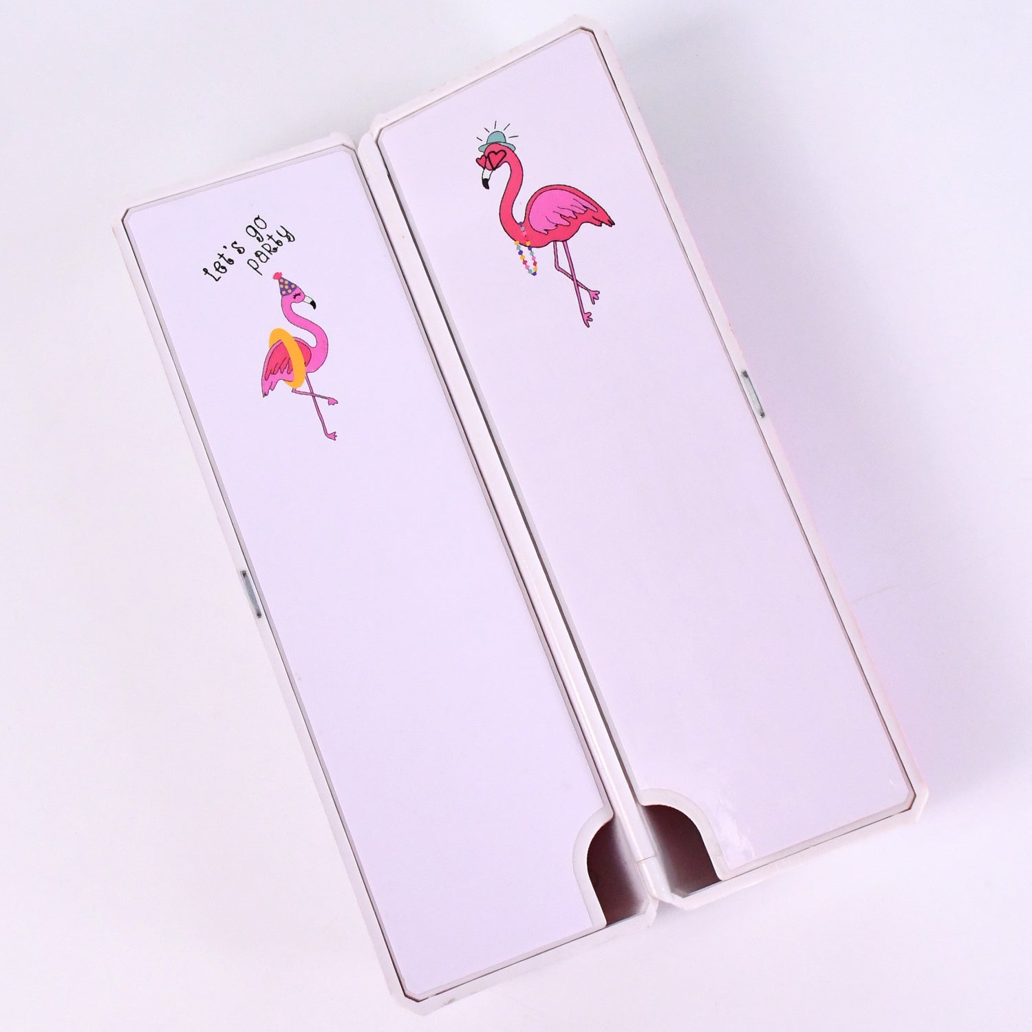 Side profile of the durable plastic pencil box, highlighting its compact design.