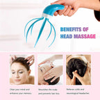 Refreshing head massager tool with comfortable hand grip.