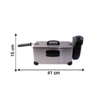 Temperature control knobs and indicator lights on Orbit deep fryer