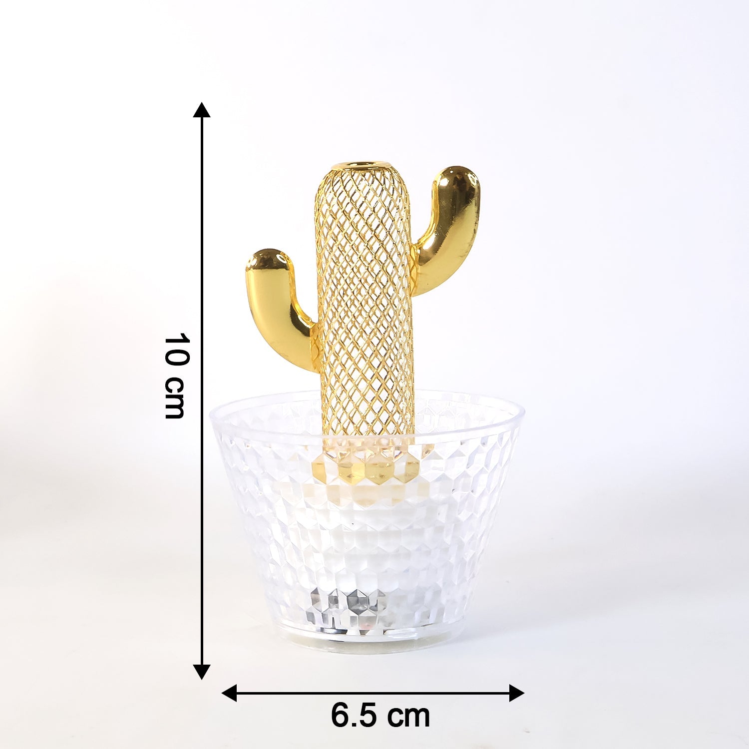 LED flameless cactus candles glowing warmly in crystal-effect holders