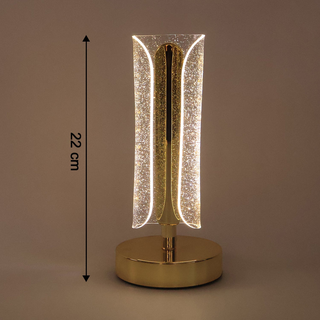 Luxury crystal table lamp providing soft warm LED illumination