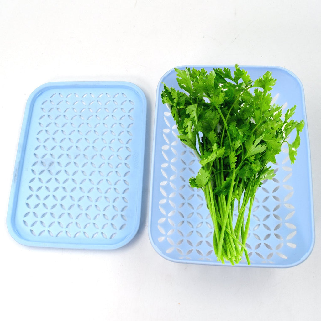 Neatly organized Kothmir Basket holding fresh green vegetables.