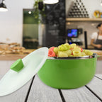 Plastic serving bowl ideal for meal preparation and food storage with lid