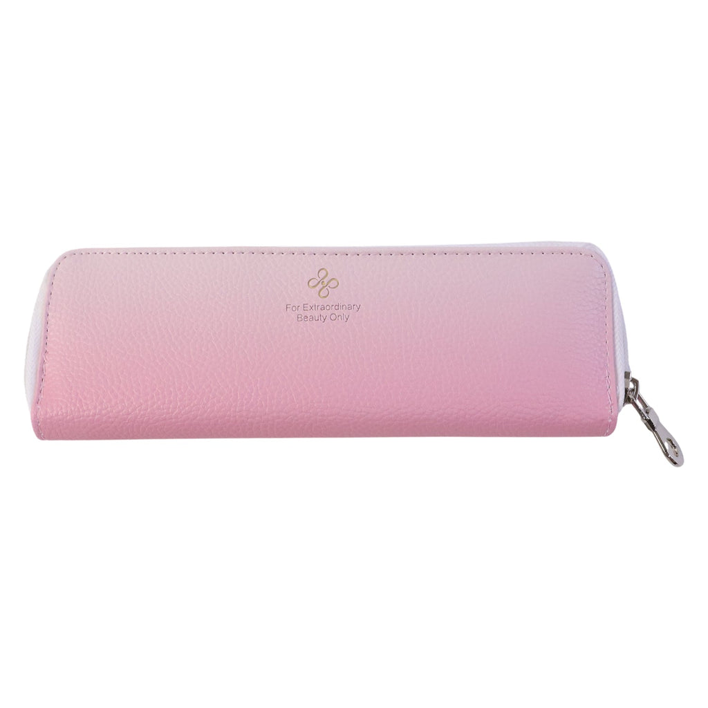 Compact makeup organizer pouch holding various beauty items