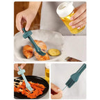 Set of two glass oil dispensers with brushes, highlighting kitchen convenience.