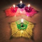 A collection of lit diyas arranged on a festive backdrop, perfect for Diwali decoration.