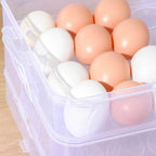 Close-up of eggs securely nested within the plastic compartments.