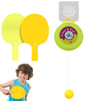 A person demonstrating the easy adhesive installation of the Dollovia indoor ping pong set on a wall.