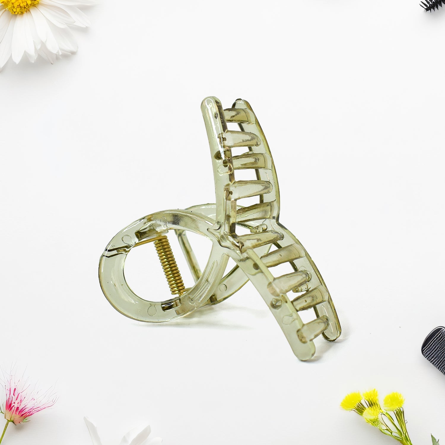 Close-up view of durable matte plastic hair clamp design