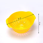 The versatile fruit and vegetable washing bowl placed on a kitchen counter.