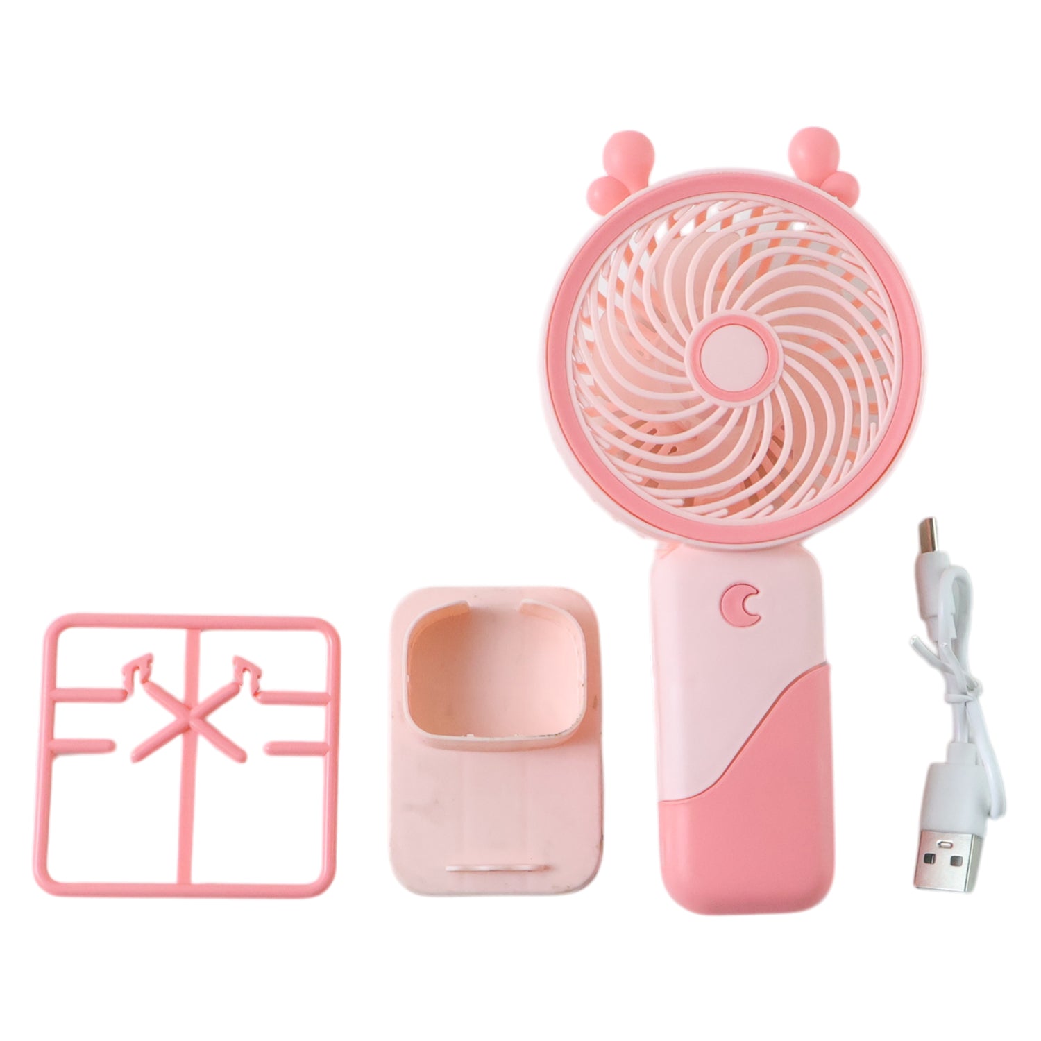 Foldable desktop mini fan with LED light for convenience
