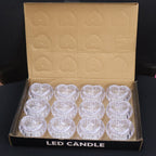Decorative set of 12 heart-shaped LED candles, smokeless and battery powered