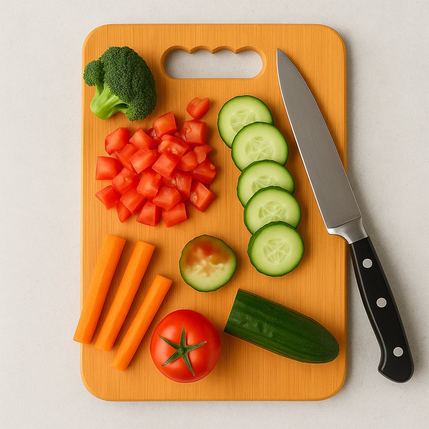 Close-up of natural wood texture on wooden chopping board for vegetables