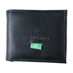 Classic bi-fold wallet laid flat showing all sections and slots