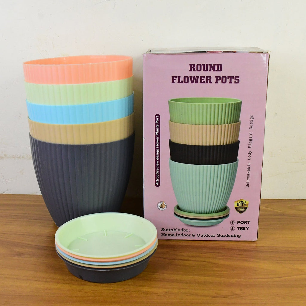 The versatile plastic flower pot set beautifully arranged in an inviting indoor garden display.