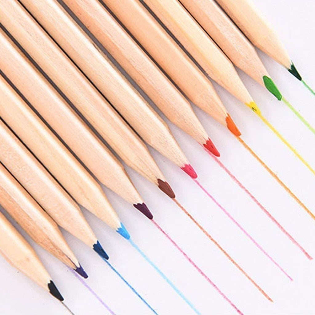 The complete 12-piece wooden pencil set, including all accessories, neatly displayed.