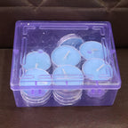 Multiple tea light candles providing cozy and colorful ambiance for celebrations