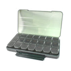 Empty 21-grid pill organiser on a clean surface, ready for medication loading.