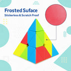 Smooth rotating triangle puzzle cube with sharp corner cutting