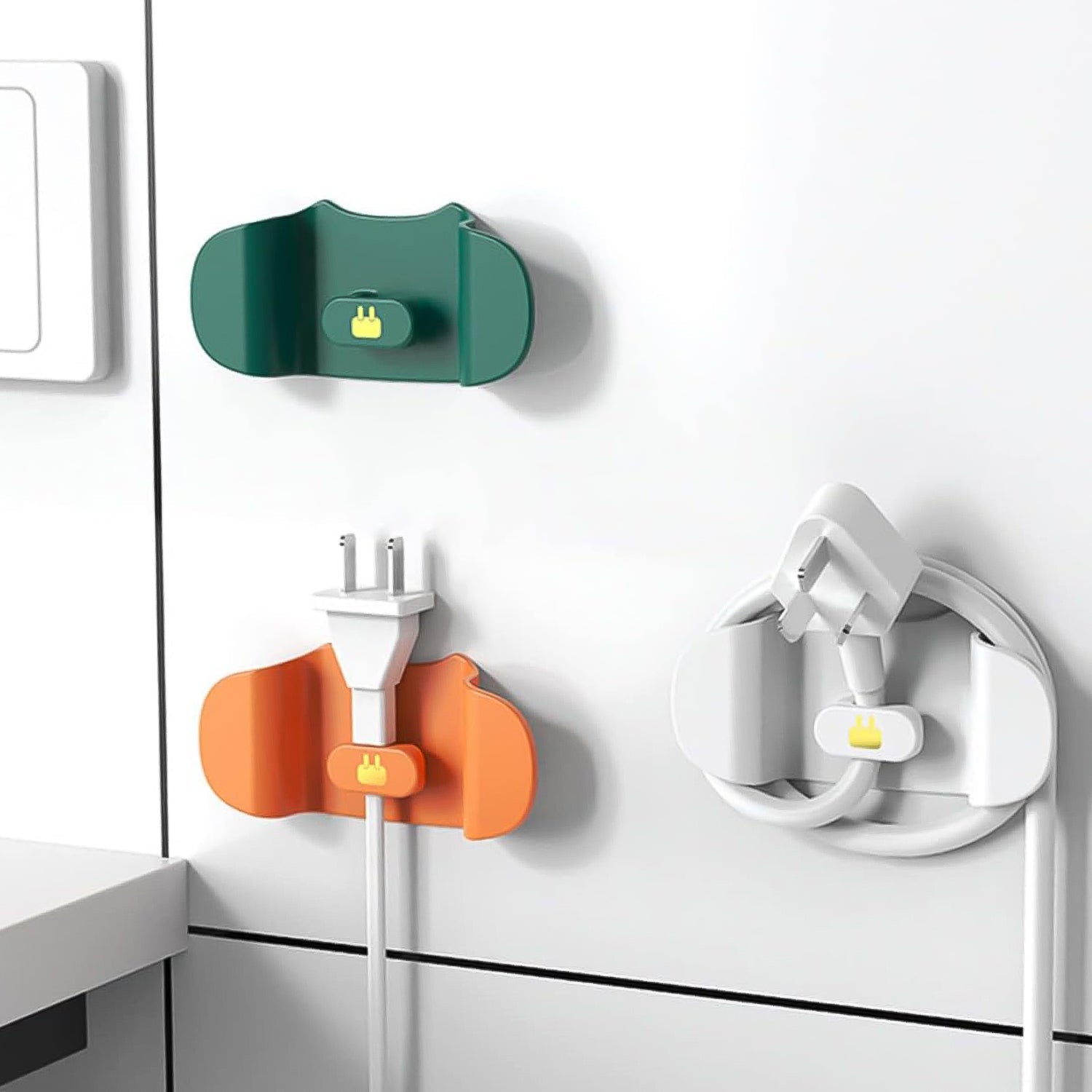 Plug stand hook for wall mounting to keep power plugs tidy