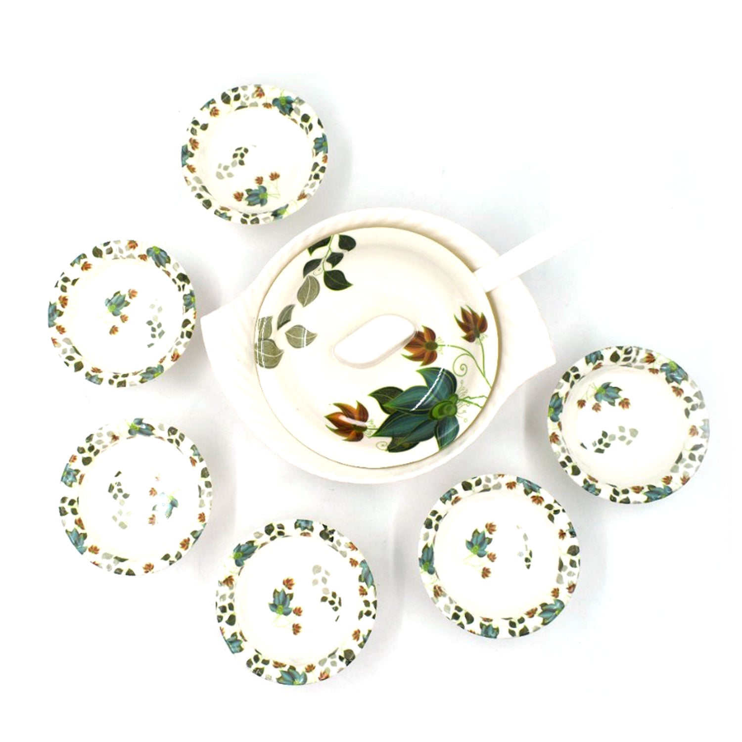 Modern 9-piece cutlery set ready for serving sweet dishes.