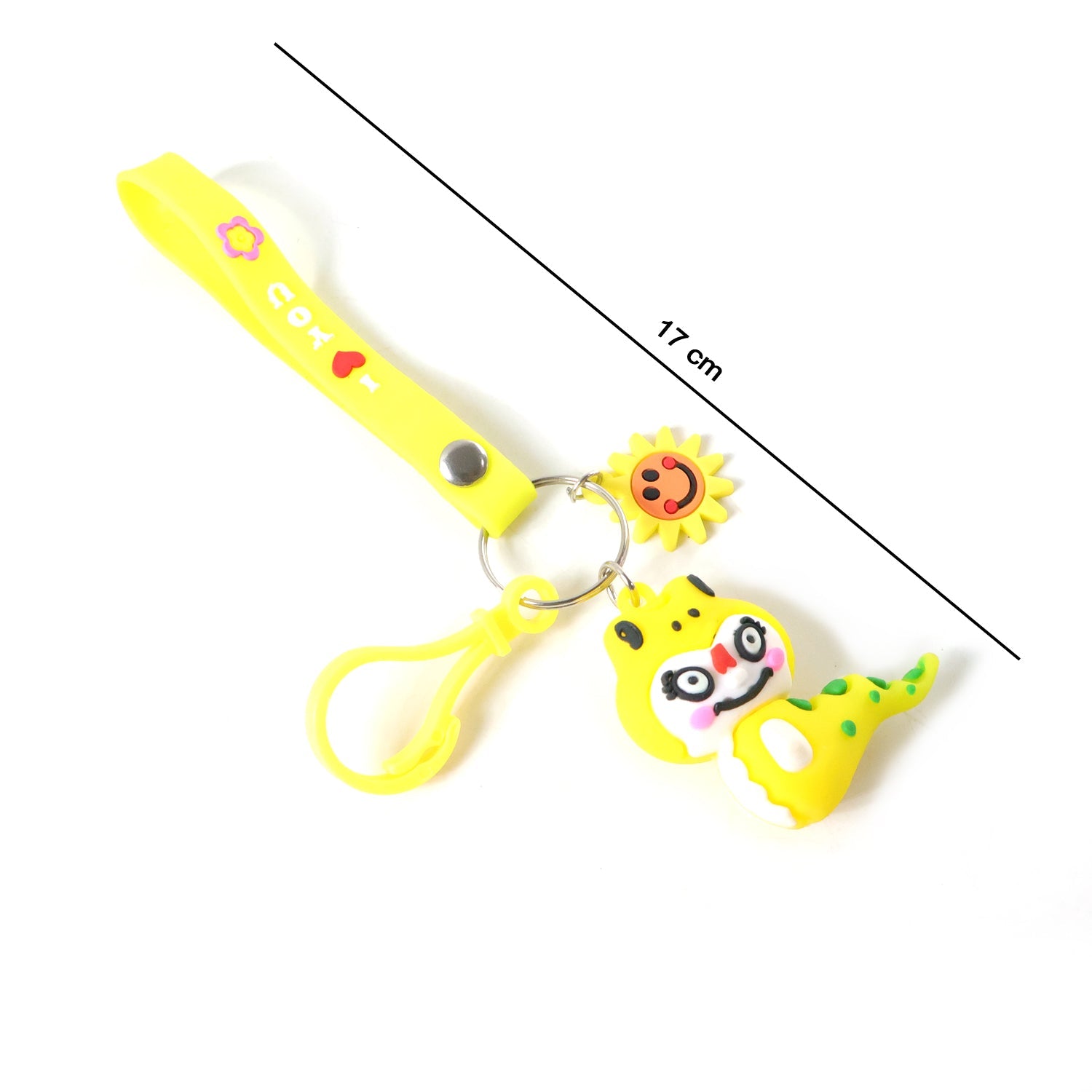 Mini dinosaur cartoon keychain with strap for backpacks