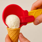 Plastic ice cream and watermelon scooper showing full design and handle