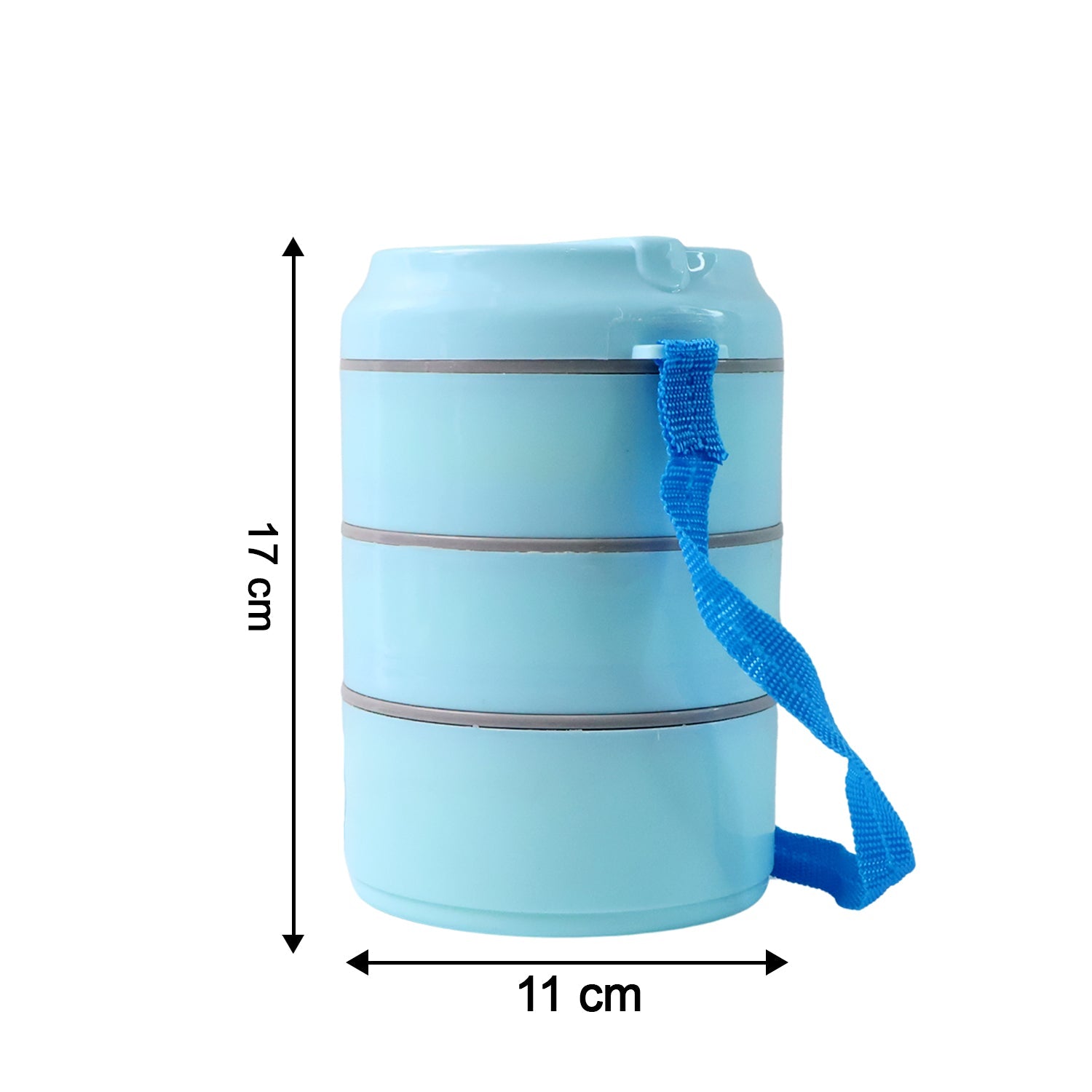 Compact insulated tiffin box with adjustable carrying strap