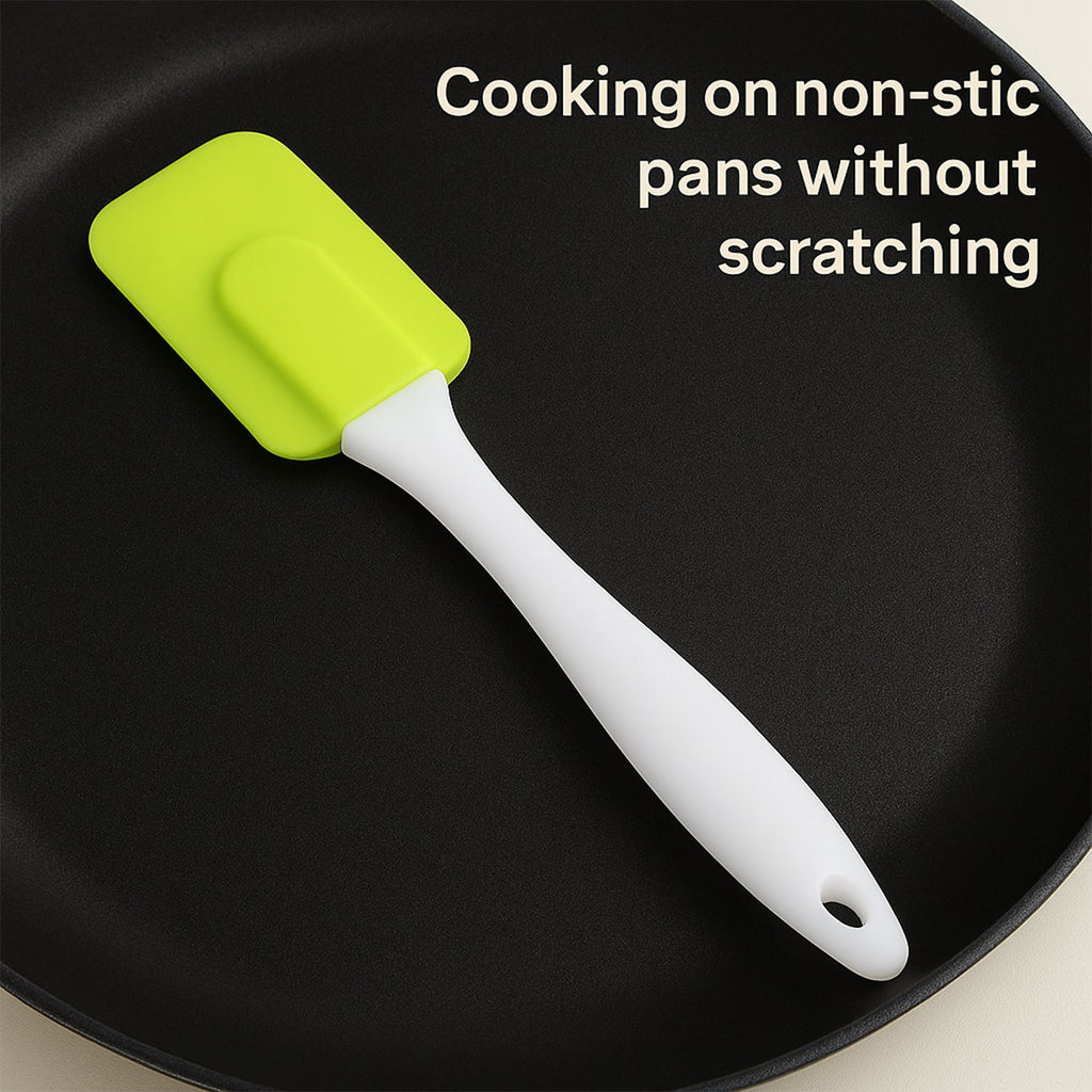 Heat resistant silicone kitchen spatula suitable for oven and microwave use