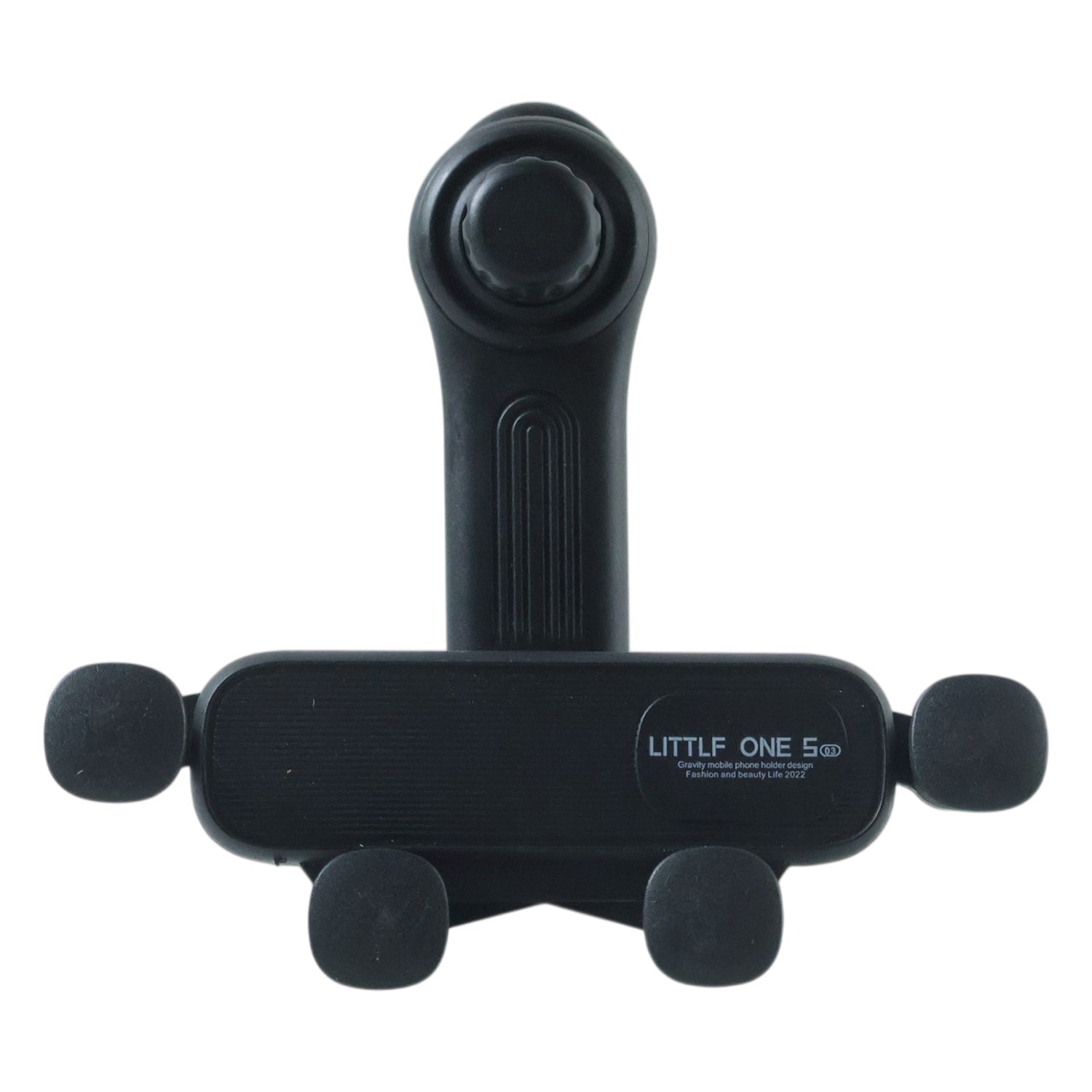 Closeup of car phone holder securely holding smartphone on air vent