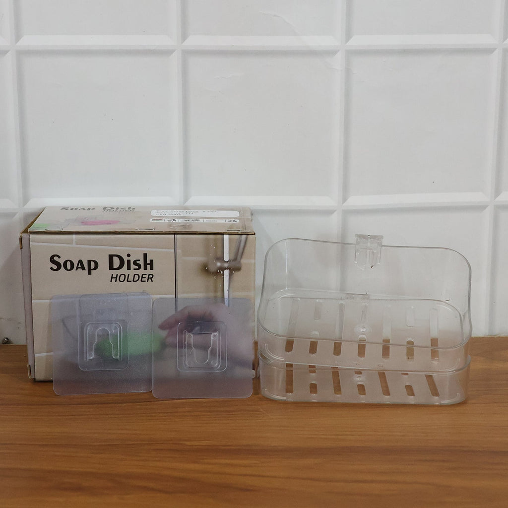 Transparent soap holders organizing soaps and small bathroom items neatly