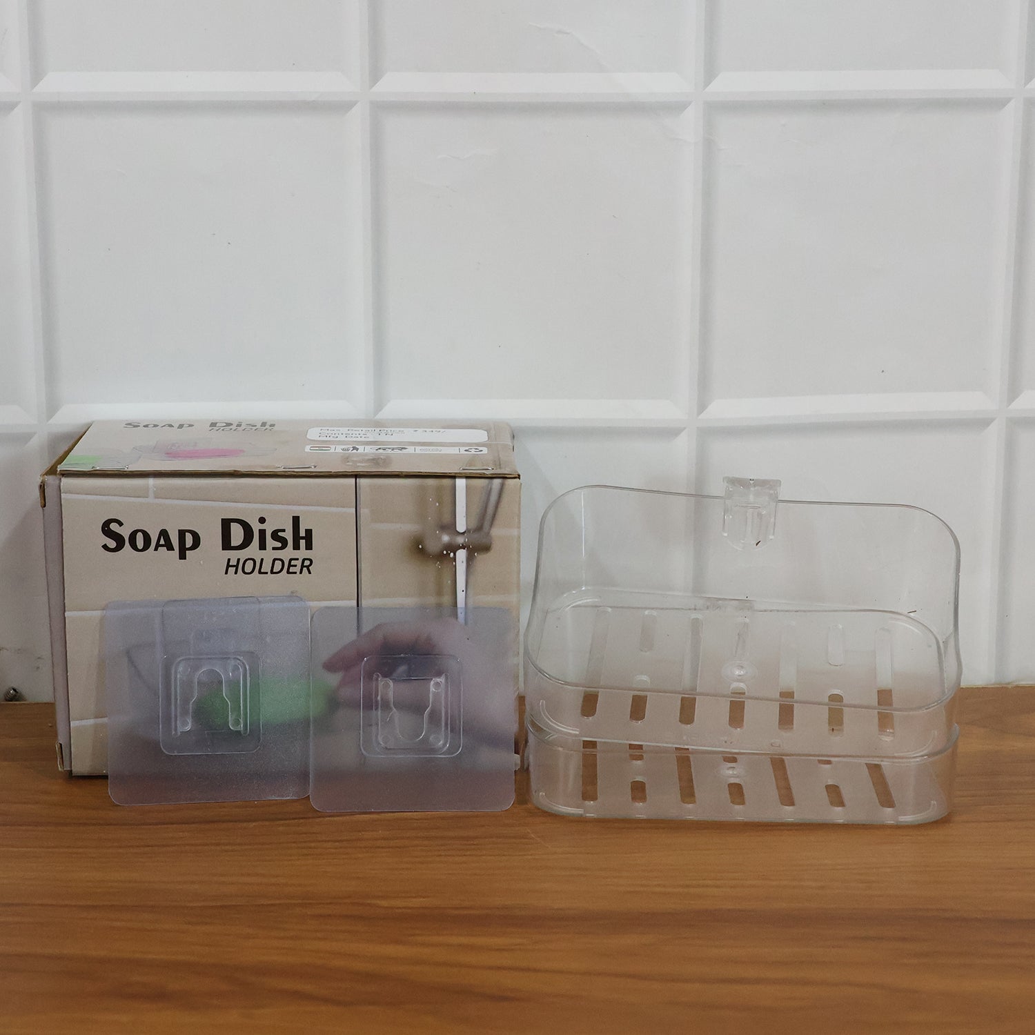 Transparent soap holders organizing soaps and small bathroom items neatly