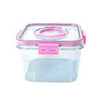 Close-up of the durable plastic lid and seal on the food storage container.