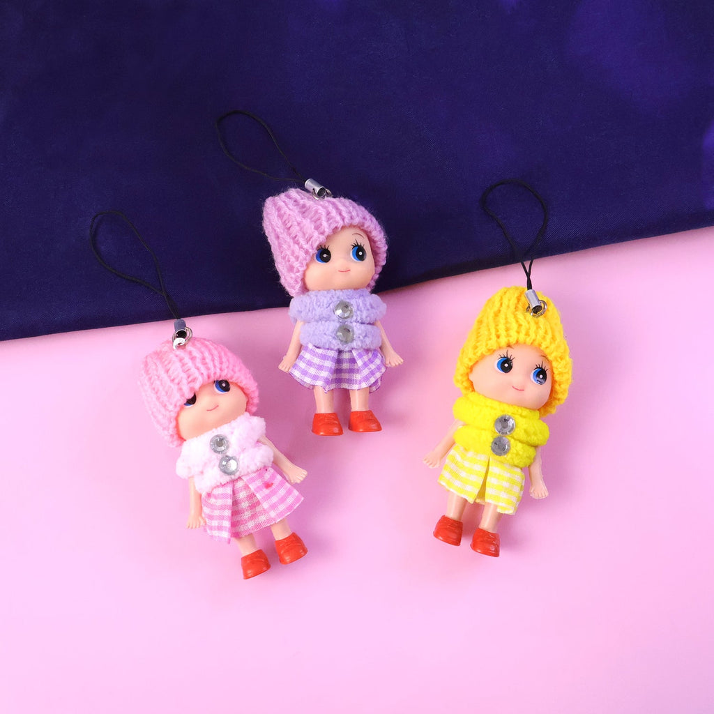 Bright colorful hanging doll keychains for bags