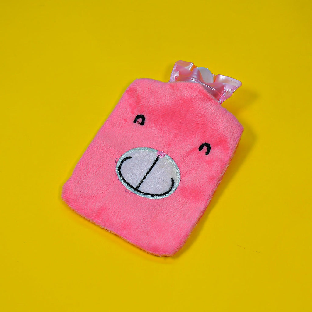 Pink Hot Water Bag with cover, ready for use to provide warmth and comfort.