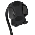 Ergonomic car phone holder with extended arm for easy accessibility.
