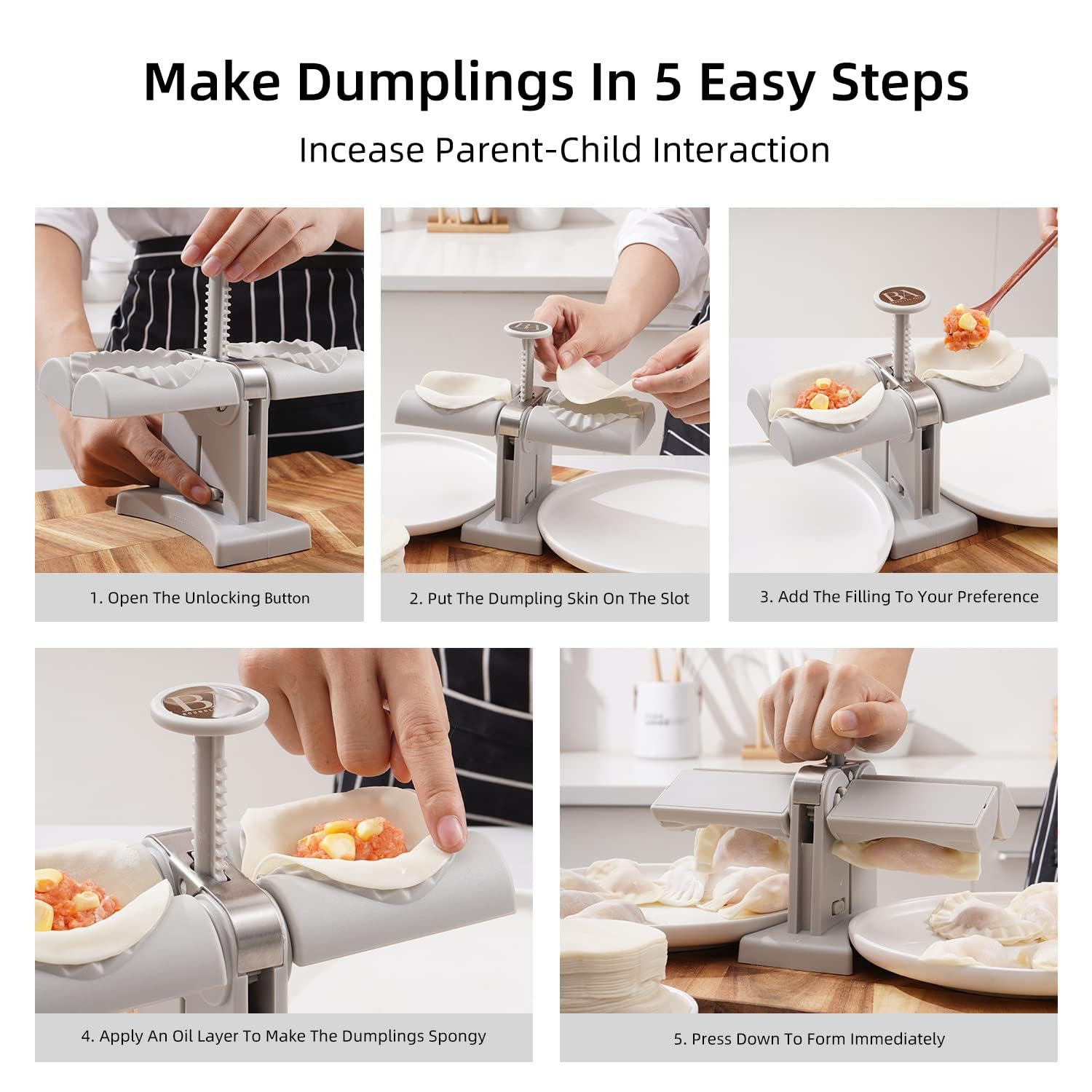 Diagram illustrating the dimensions of the dumpling maker mold.