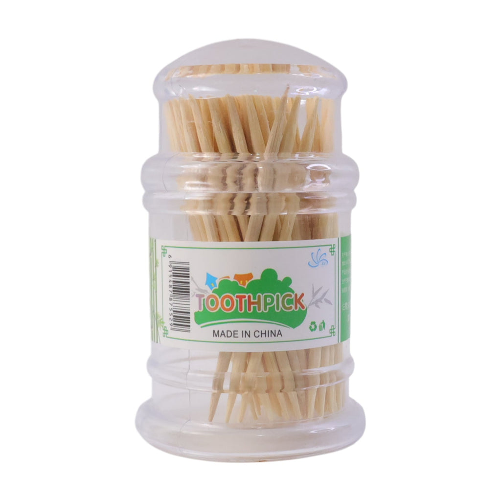 Refillable natural wooden toothpick container with clear jar