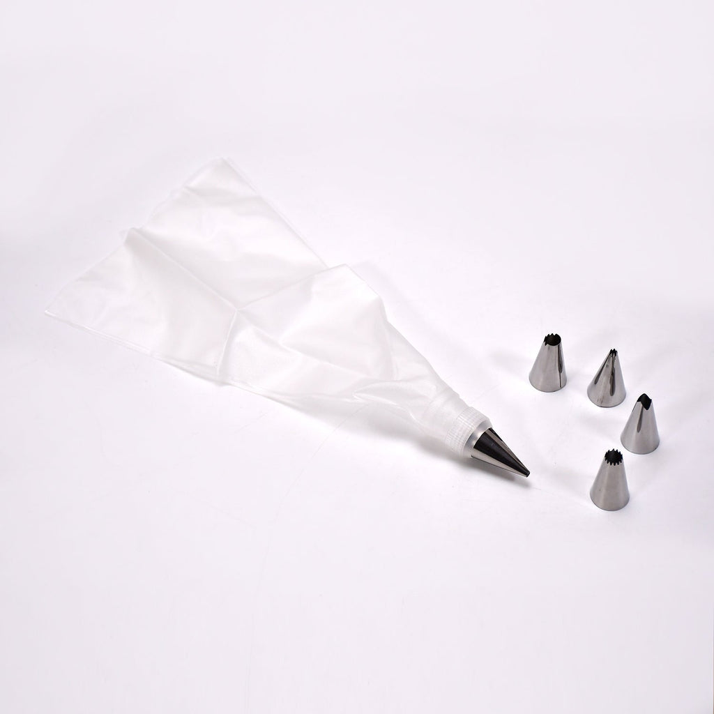 A collection of stainless steel piping nozzles for intricate cake and cupcake decorations.