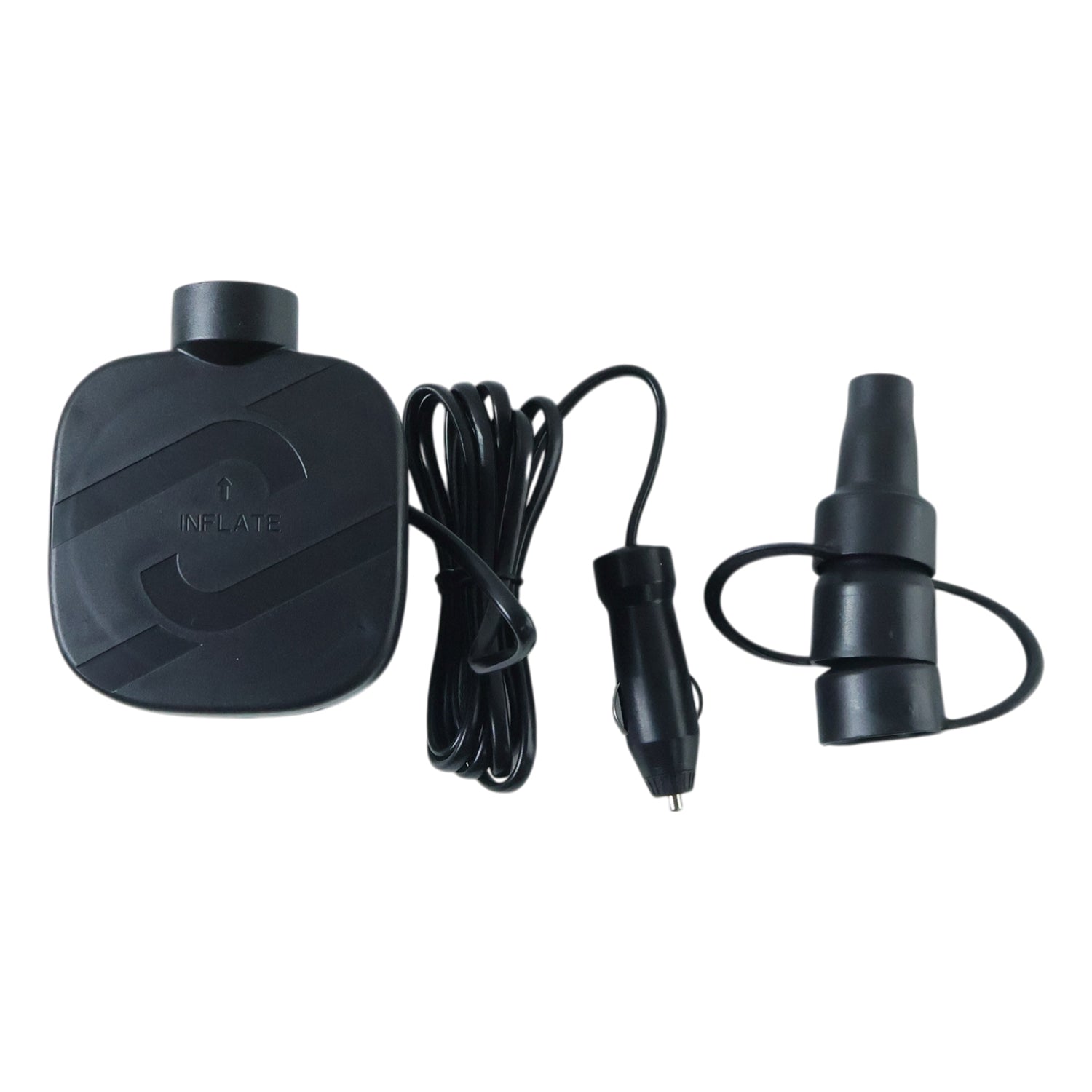 Compact portable tyre inflator with car charger adapter