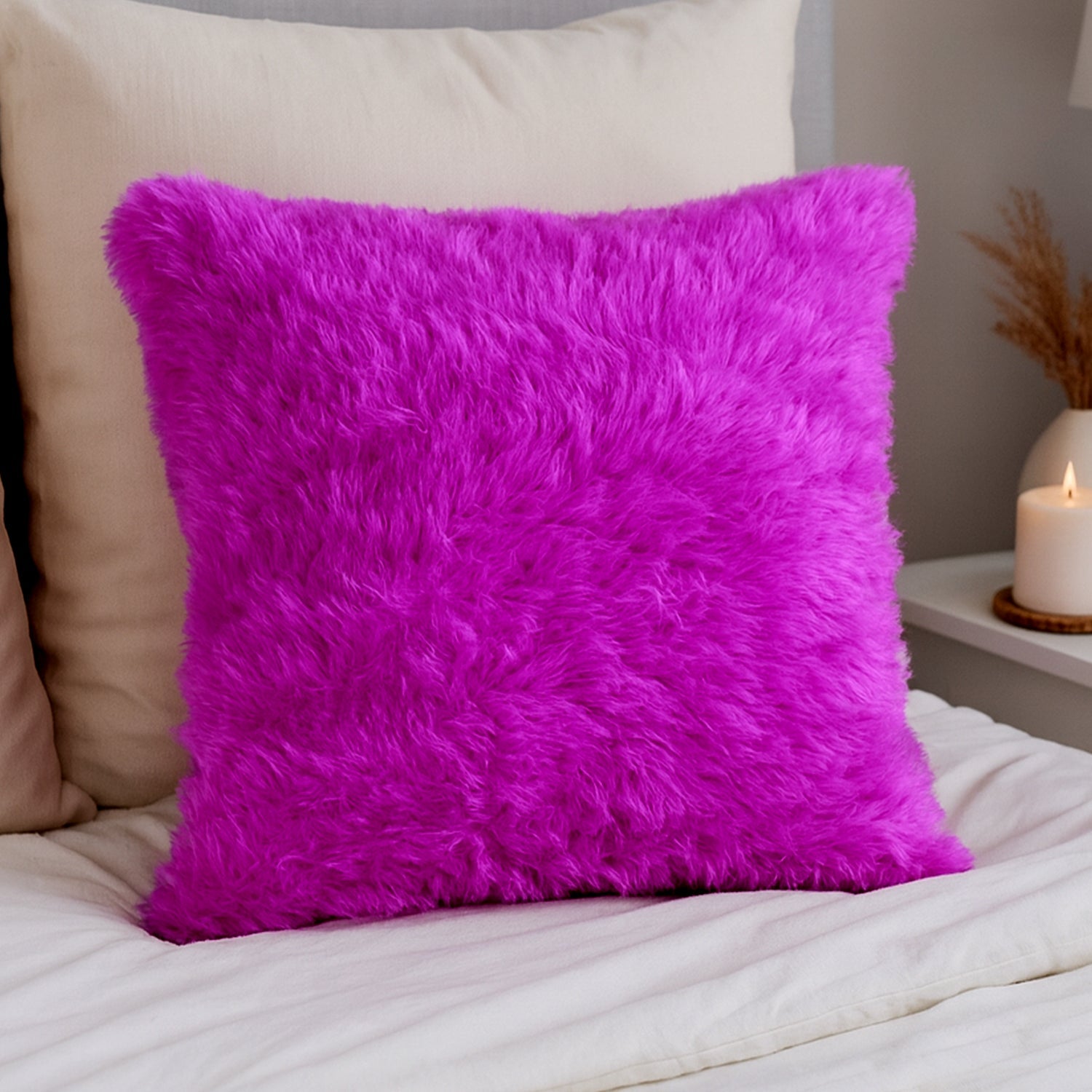 Comfortable fluffy cushion pillow enhancing sofa aesthetics