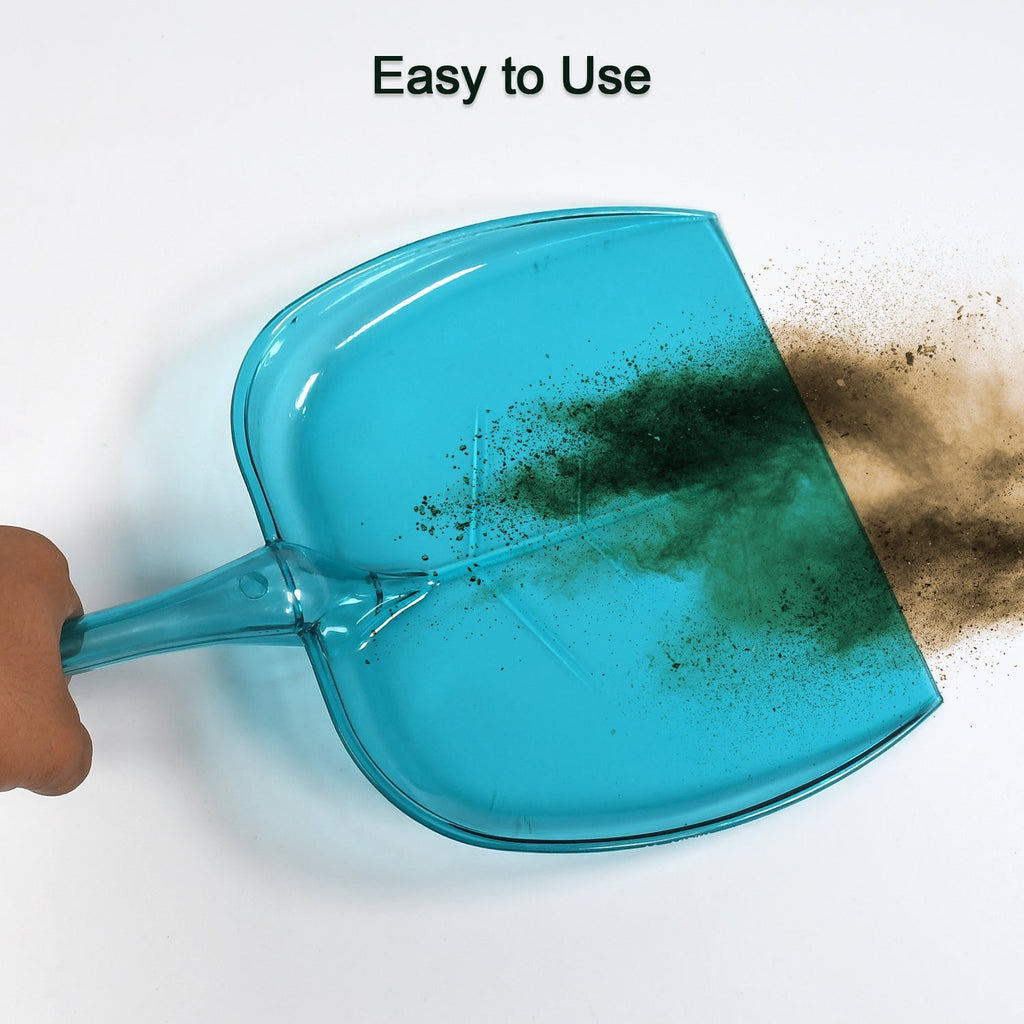 Heavy-duty dustpan made of impact-resistant plastic for long-lasting use