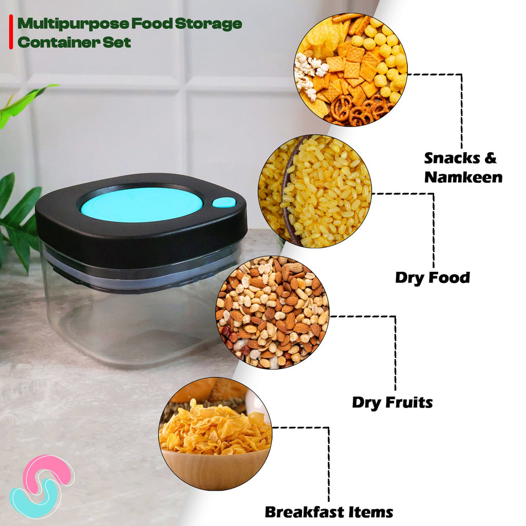 Compact airtight kitchen storage container with transparent design