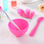 Facial mask bowl set with mixing tools displayed neatly.