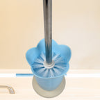 Hygienic toilet brush and stand for Western-style bathrooms.